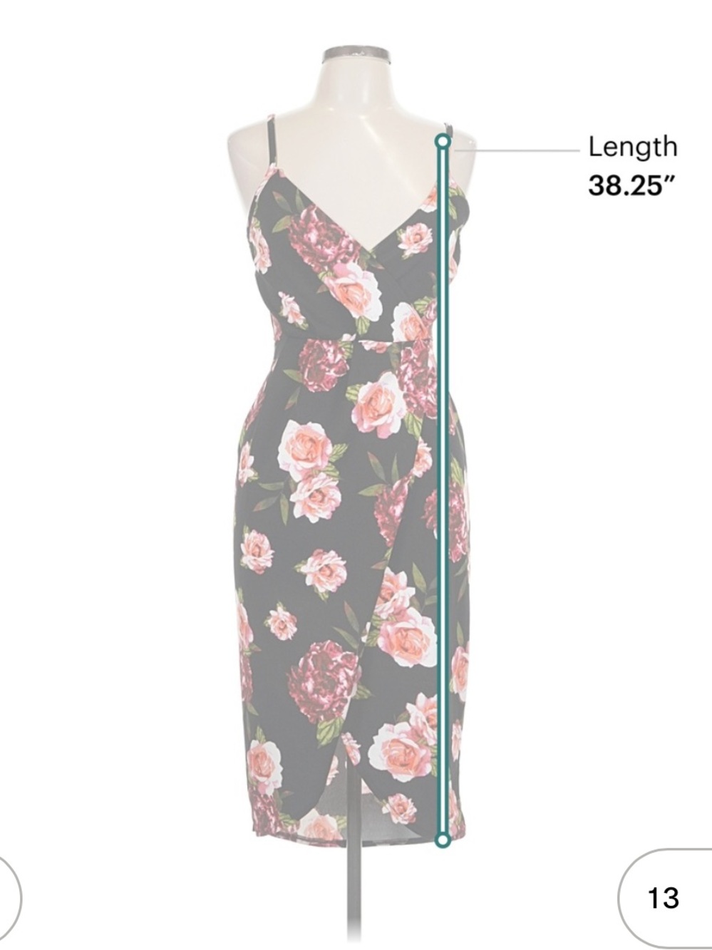 Black Floral Wrap-Style Midi Dress 🖤 - Picture 4 of 5
